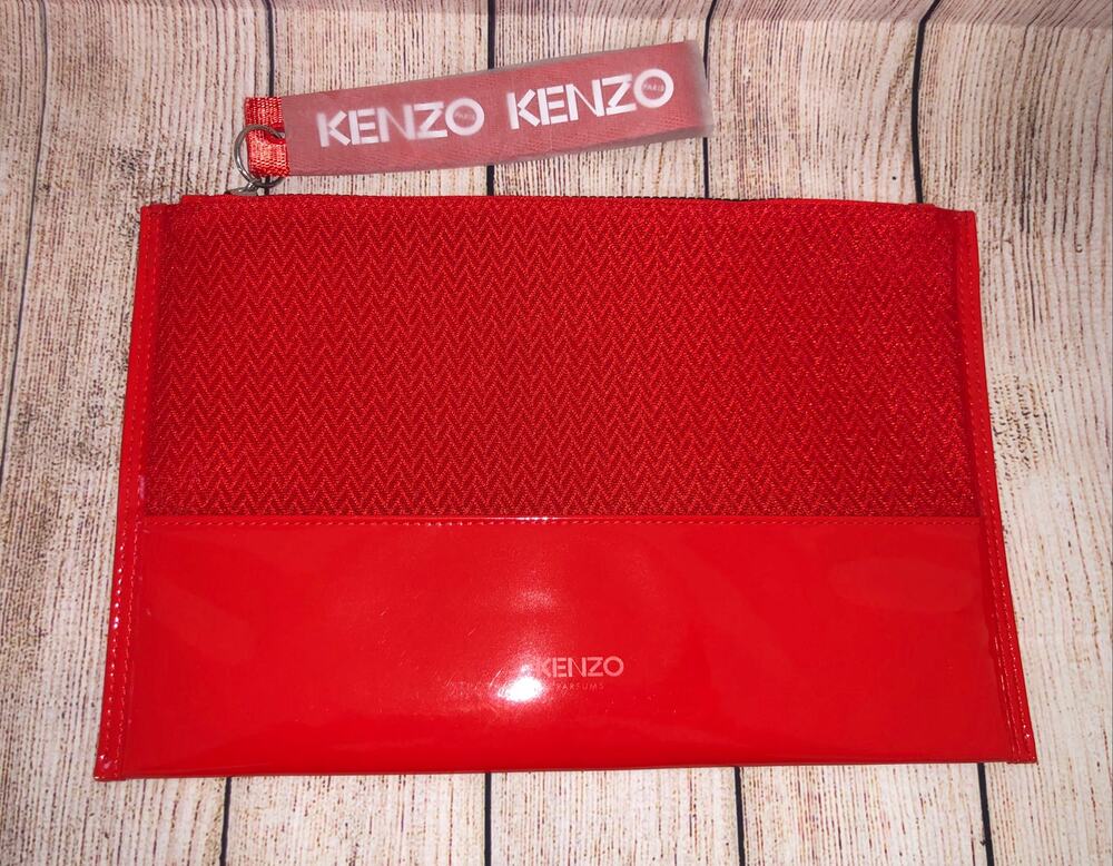 Kenzo Perfumes Red Zippered Cosmetic Pouch Bag Rare New